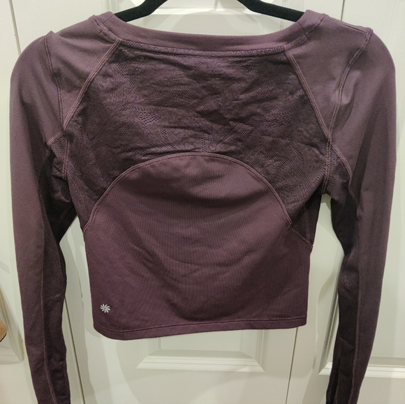 Athleta Mauve L/S Mesh Crop Top - Picture 3 of 3